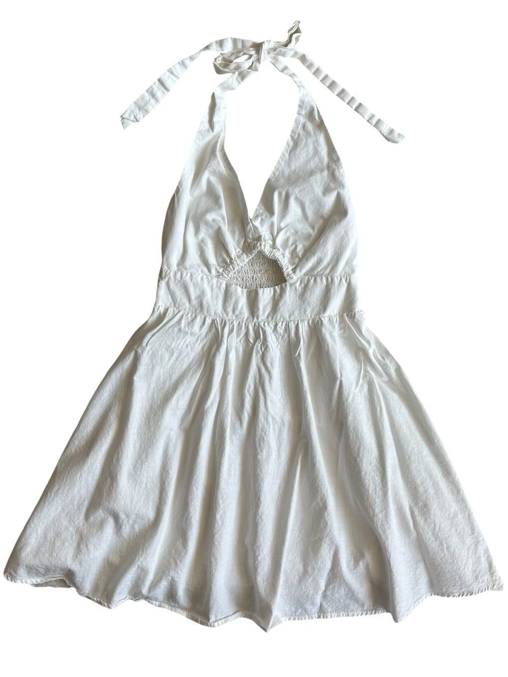 White Halter Cutout Summer Dress,